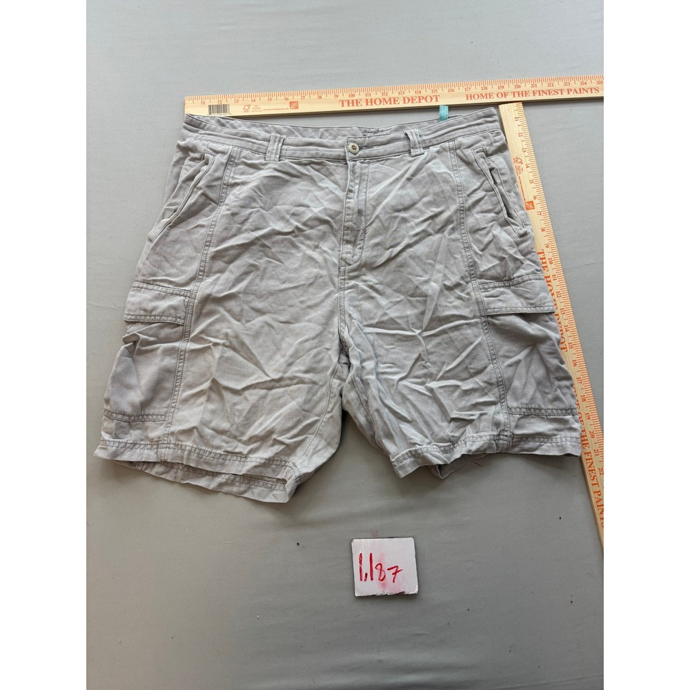 Tommy Bahama Relax Mens Gray Tencel Cotton Cargo Shorts Size 38 Casual Summer